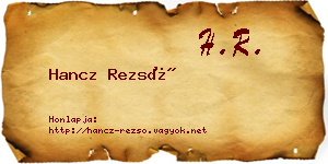 Hancz Rezső névjegykártya